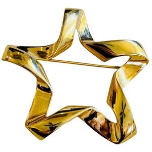 VTG Estate Piscitelli Star Pin Brooch Jewelry Gold plated retro rare